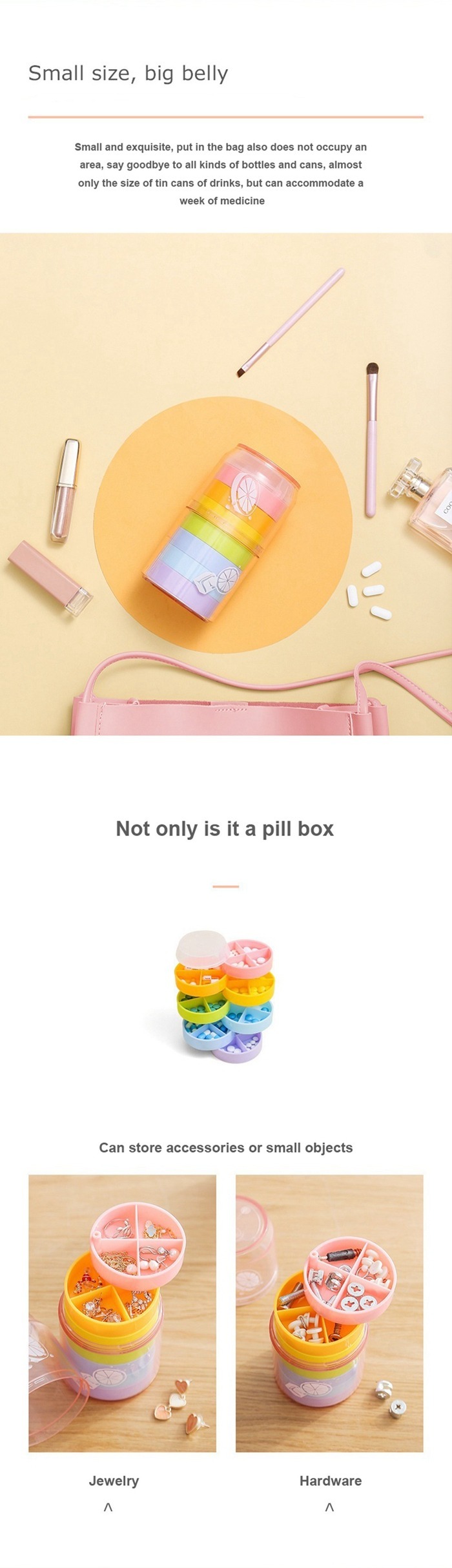 rainbow weekly pill box size