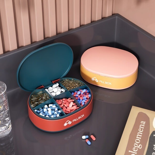 0109001-Portable 6-compartment Plastic Pill Boxes