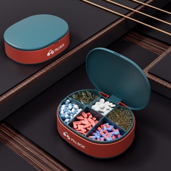 0109001-Portable 6-compartment Plastic Pill Boxes - Image 2