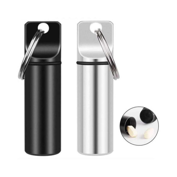 0114005-Wholesale Metal Pill Organizer Flat Head  Waterproof Aluminum Pill Box With Keychain - Image 3