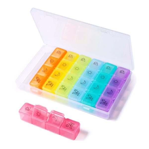 BS0232J-New Pill Box Storage Box 7 Day Organizer 28 Compartment Travel Portable Pill Box