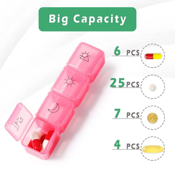 BS0232J-New Pill Box Storage Box 7 Day Organizer 28 Compartment Travel Portable Pill Box - Image 5