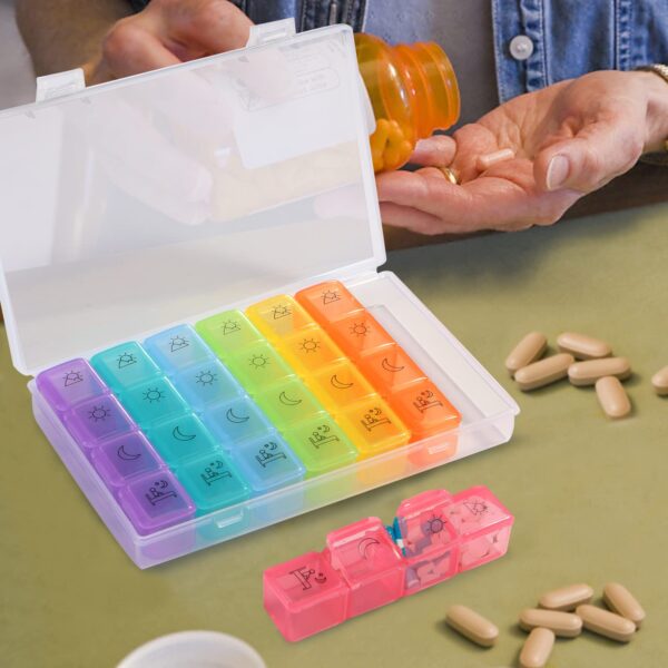 BS0232J-New Pill Box Storage Box 7 Day Organizer 28 Compartment Travel Portable Pill Box - Image 7