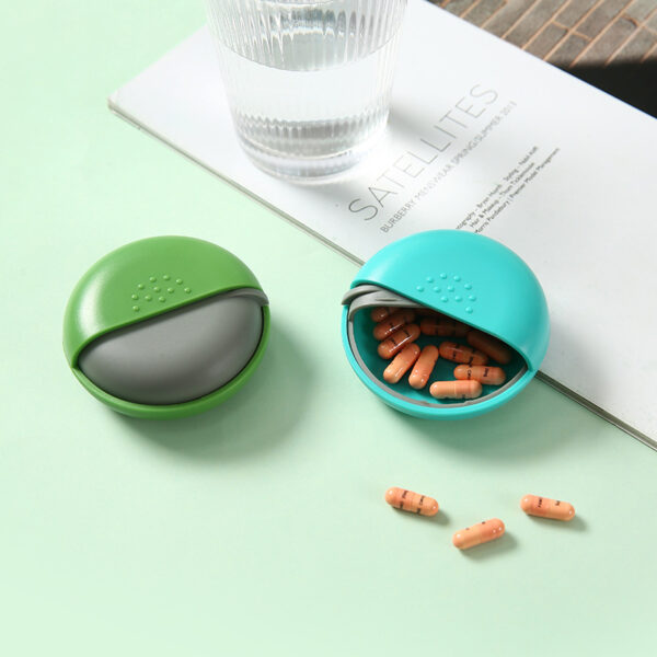 BS0351J-Wholesale Mini Round Plastic Rotating Medicine Storage Portable Pill Box Travel Daily Pill Organizer - Image 2