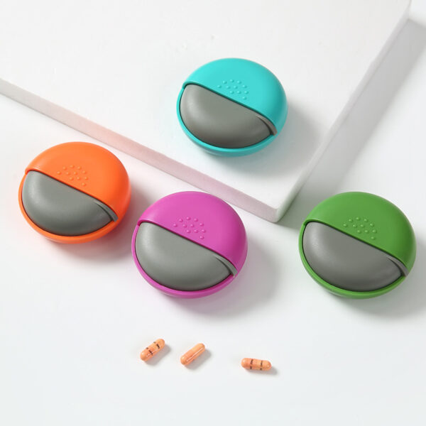 BS0351J-Wholesale Mini Round Plastic Rotating Medicine Storage Portable Pill Box Travel Daily Pill Organizer - Image 4