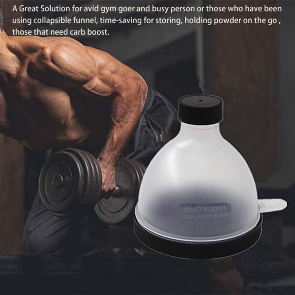 BS0446J-Plastic Fitness Water Bottle Funnel Shape Protein Powder Pill Box - Image 3