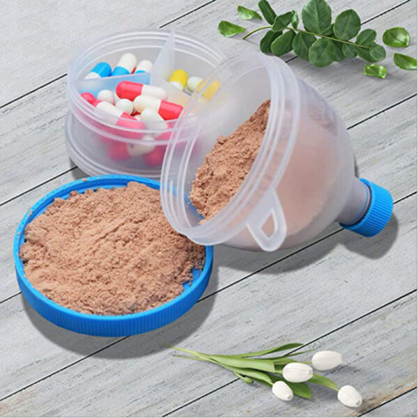 BS0446J-Plastic Fitness Water Bottle Funnel Shape Protein Powder Pill Box