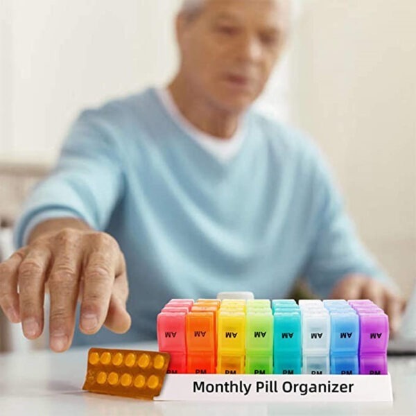 BS0491J-Monthly Pill Organizer Pill Box 31 Day Pill Case Plastic Monthly Pill Dispenser Box 30 Days Am/Pm Daily Pill Organizer - Image 7