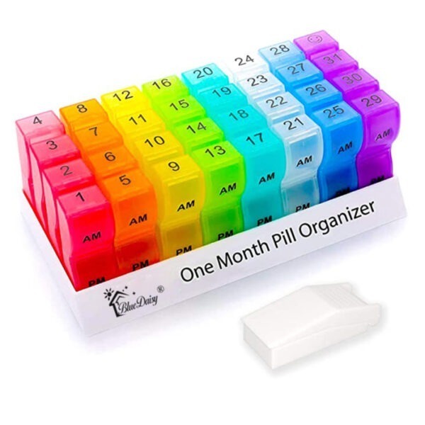 BS0491J-Monthly Pill Organizer Pill Box 31 Day Pill Case Plastic Monthly Pill Dispenser Box 30 Days Am/Pm Daily Pill Organizer