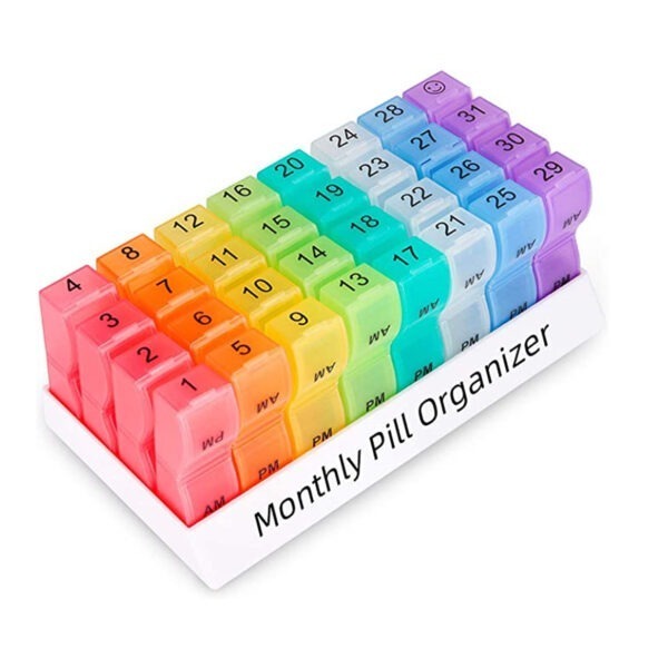 BS0491J-Monthly Pill Organizer Pill Box 31 Day Pill Case Plastic Monthly Pill Dispenser Box 30 Days Am/Pm Daily Pill Organizer - Image 3