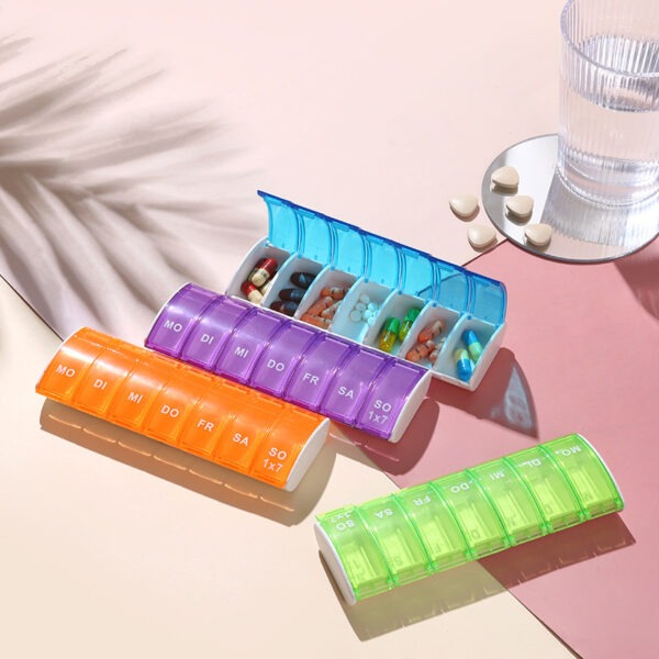 BS0304J-Portable Pill Cases 7 Days Travel Medicine Case Weekly Tablet Plastic Container with 7 Compartment Pill Box