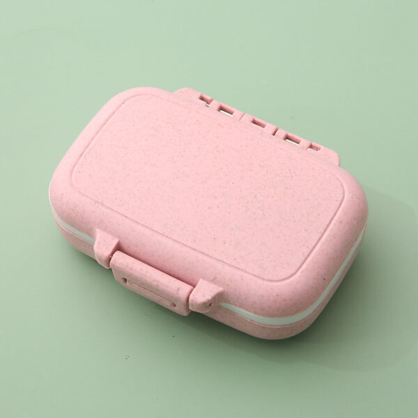 BS0494J-Portable 4 Compartments Waterproof Wheat Straw Pill Case Medicine Storage Box - Image 4