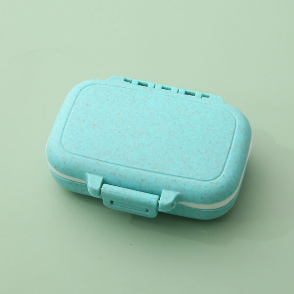 BS0494J-Portable 4 Compartments Waterproof Wheat Straw Pill Case Medicine Storage Box - Image 6