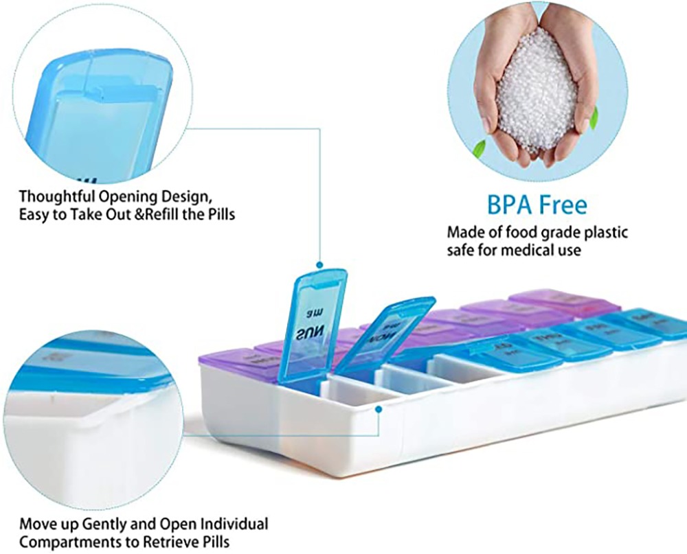 bpa-free weekly removable pill box