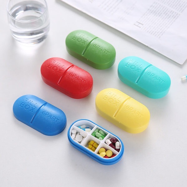 BS0305J-Most Popular Pocket Pill Case Capsule Type Child Proof Pill Box 6 Cases Pill Box