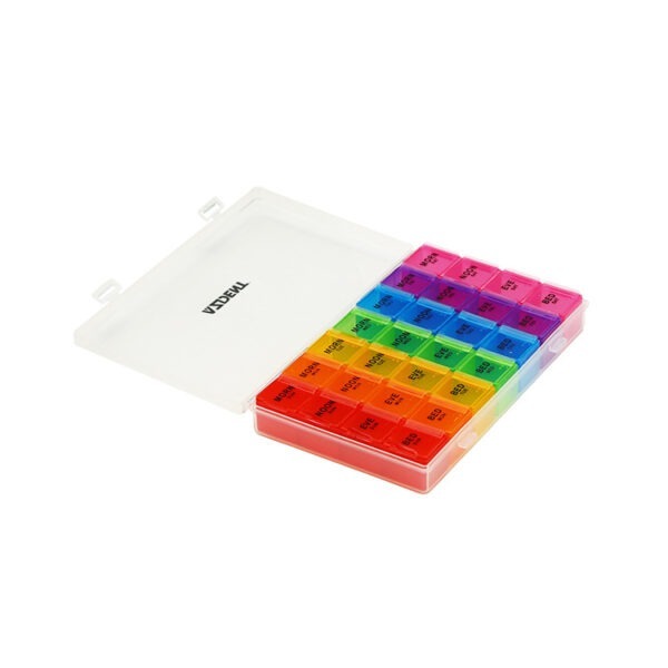 BS0161J-Factory Supply Weekly Pill Box with Clear Plastic Case Travel 28 Compartments Pill Box - Image 4