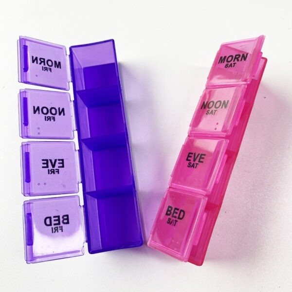 BS0161J-Factory Supply Weekly Pill Box with Clear Plastic Case Travel 28 Compartments Pill Box - Image 7