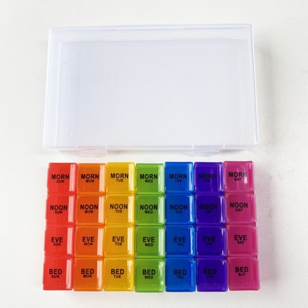 BS0161J-Factory Supply Weekly Pill Box with Clear Plastic Case Travel 28 Compartments Pill Box - Image 5