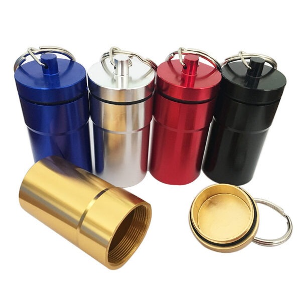 0114004-Wholesale Waterproof Metal Pill Box Aluminum Pill Box with Keychain