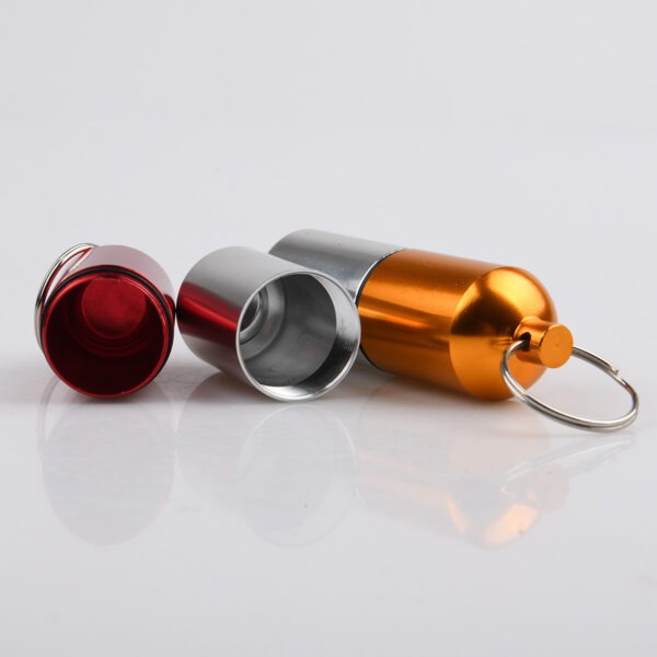 0114009-Wholesale Metal Pill Box Portable Aluminum Pill Box with Keychain - Image 2