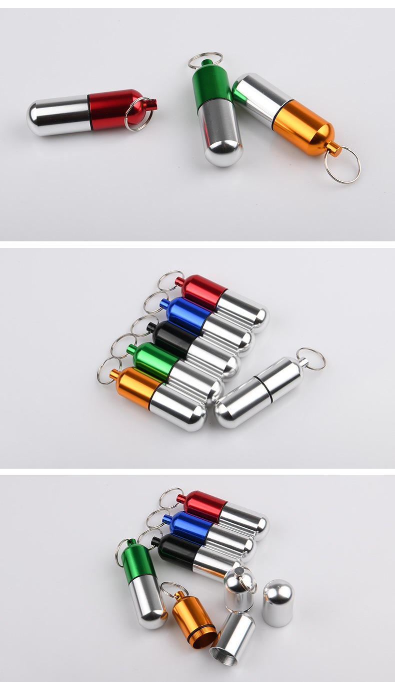 product show of portable aluminum pill box with keychain