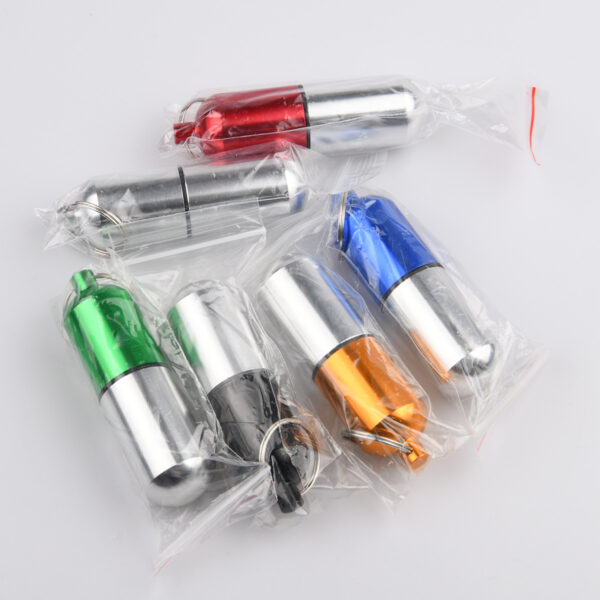 0114009-Wholesale Metal Pill Box Portable Aluminum Pill Box with Keychain - Image 4