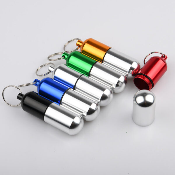 0114009-Wholesale Metal Pill Box Portable Aluminum Pill Box with Keychain - Image 5