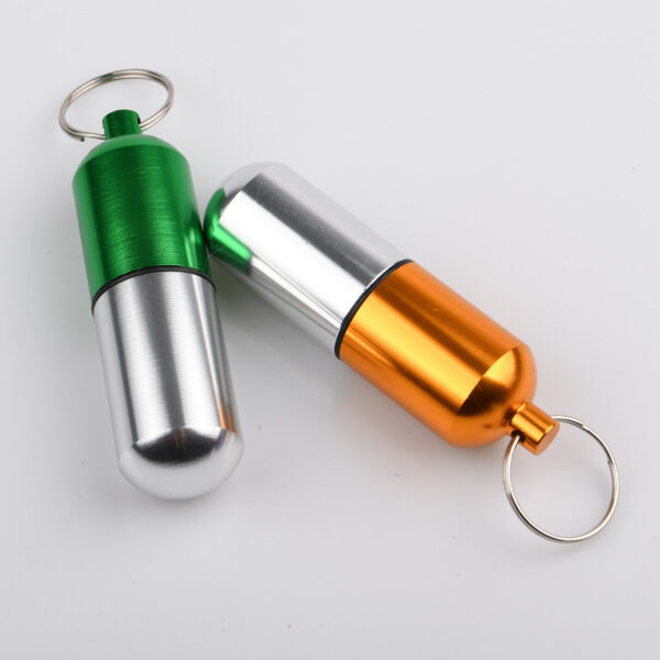 0114009-Wholesale Metal Pill Box Portable Aluminum Pill Box with Keychain