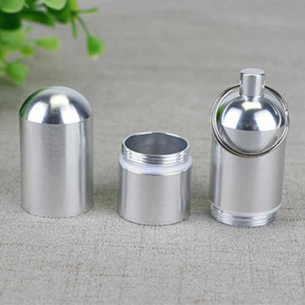 0114007-Wholesale Three Compartment Metal Pill Organizer Auminum Pill Box with Keychain - Image 6