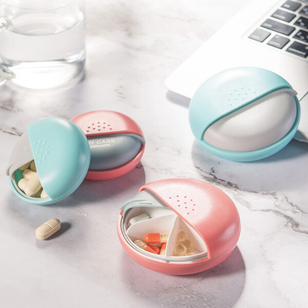 BS0395J-New Design Rotating 6 Compartment Pill Organizers Portable Round Medicine Pill Boxes Organizers