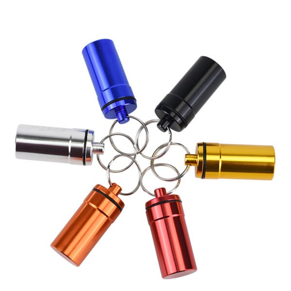 0114003-Wholesale Metal Pill Organizer Aluminum Alloy Pill Box with Keychain - Image 2