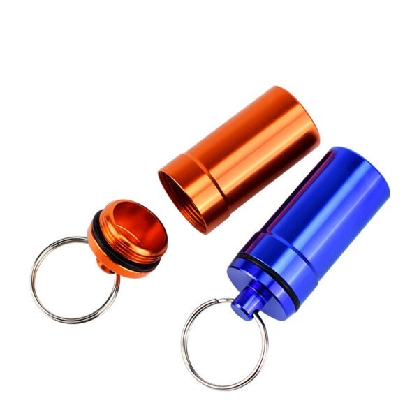 0114003-Wholesale Metal Pill Organizer Aluminum Alloy Pill Box with Keychain - Image 3