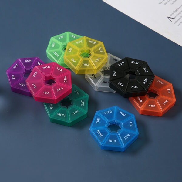 BS0298J-Wholesale 7-Compartment Weekly Heptagonal Pill Box - Image 2