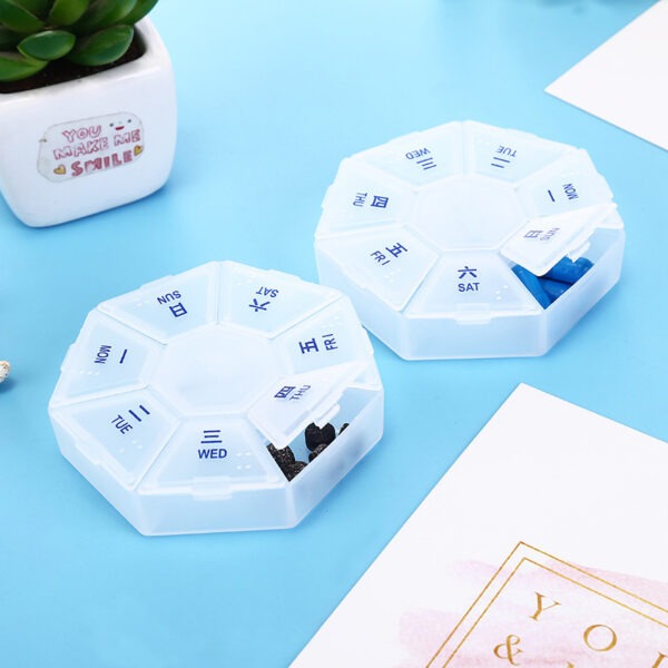 BS0299J-Customized Weekly Portable Plastic Pill Box Mini 7 Compartment Pill Box - Image 4