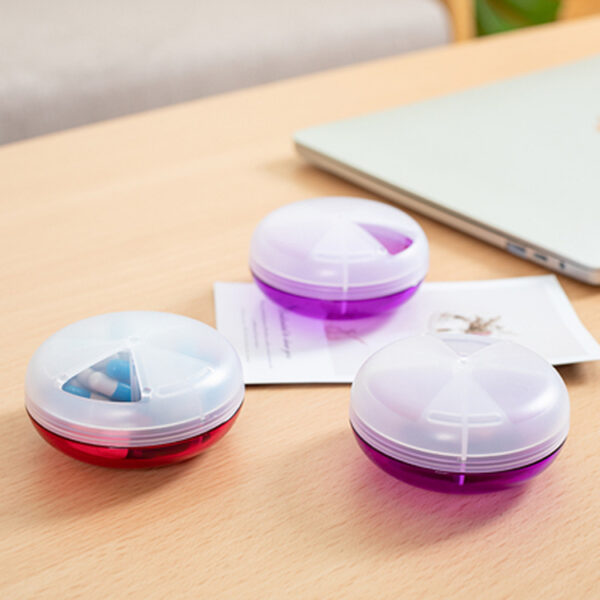 BS0223J-Wholesale Portable Round Pill Boxes Customized Rotatable Pill Organizer - Image 2