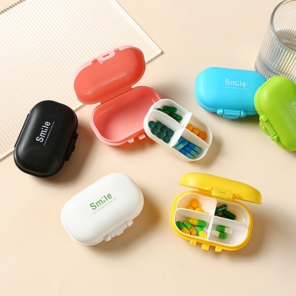 BS0251J-Wholesale Plastic Small Pill Box Four Compartments Portable Sealed Pill Organizer - Image 5