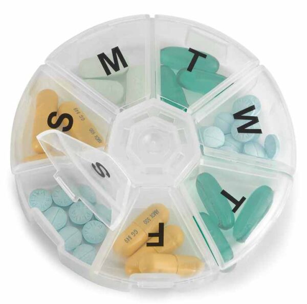 BS0300J-Hot Sale Travel Plastic 7-Day Pill Box Portable One Week Round Pill Case