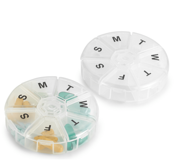 BS0300J-Hot Sale Travel Plastic 7-Day Pill Box Portable One Week Round Pill Case - Image 2