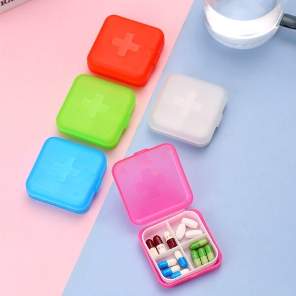 BS0194J-Batch Travel 4 Compartment Small Pill Box Mini Plastic Pill Organizer - Image 3