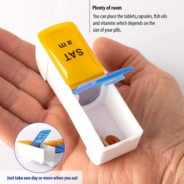 BS0034J-Weekly Removable Pill Box Case 7 Days 14 Compartments Plastic Pill Box - Image 4