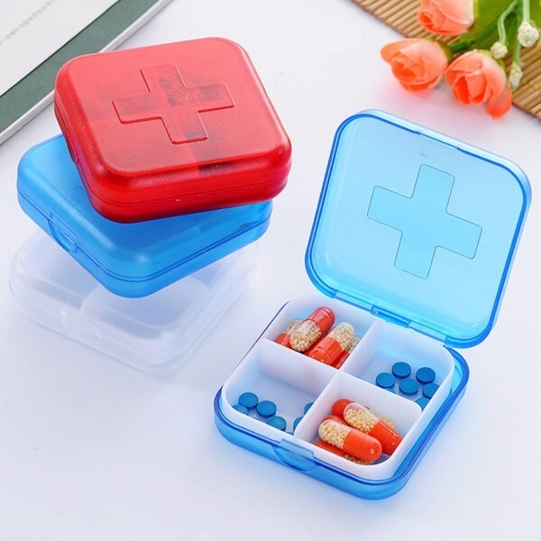 BS0194J-Batch Travel 4 Compartment Small Pill Box Mini Plastic Pill Organizer