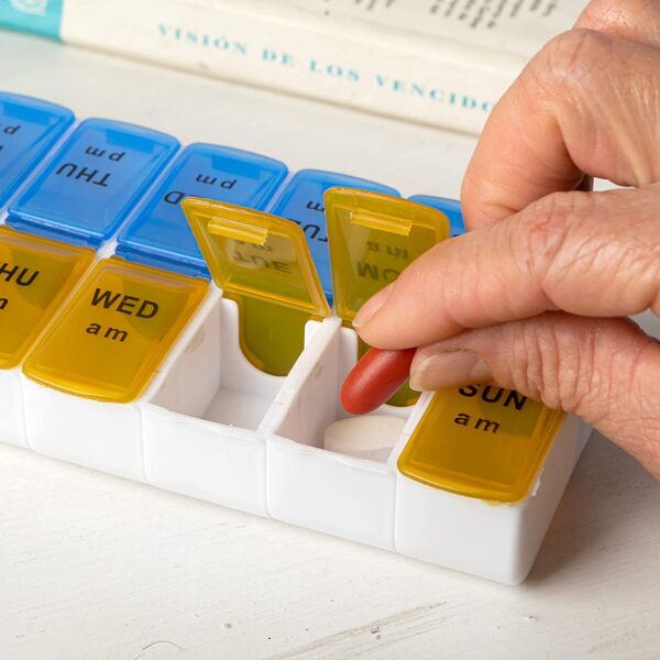 BS0034J-Weekly Removable Pill Box Case 7 Days 14 Compartments Plastic Pill Box - Image 3