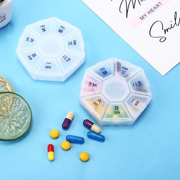 BS0299J-Customized Weekly Portable Plastic Pill Box Mini 7 Compartment Pill Box - Image 2