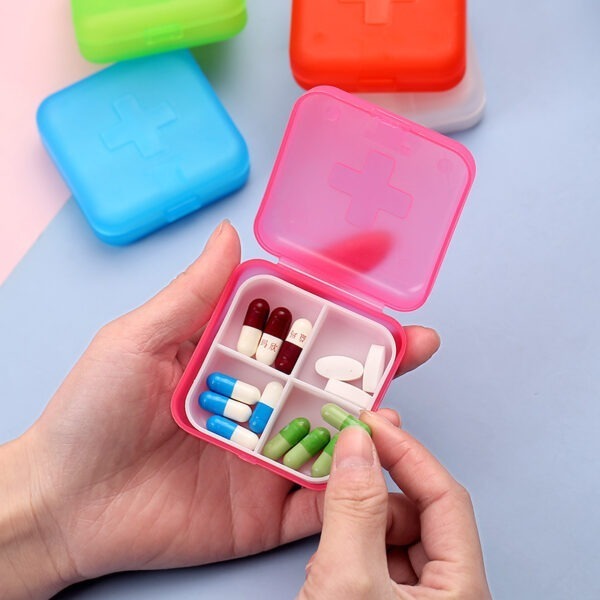 BS0194J-Batch Travel 4 Compartment Small Pill Box Mini Plastic Pill Organizer - Image 2