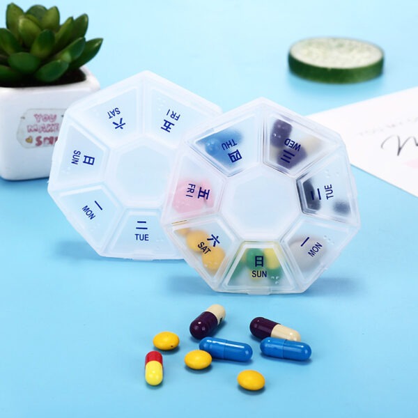 BS0299J-Customized Weekly Portable Plastic Pill Box Mini 7 Compartment Pill Box