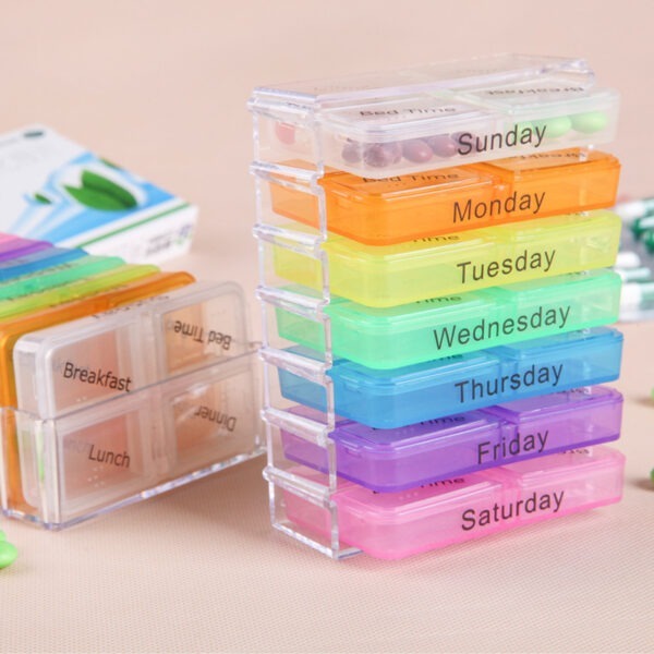 BS0164J-Wholesale 28 Compartment Plastic Pill Box 7 Days a Week Pill Box