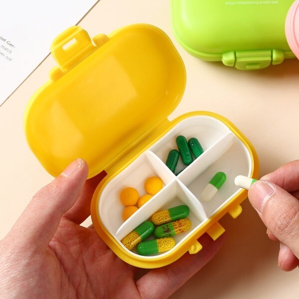 BS0251J-Wholesale Plastic Small Pill Box Four Compartments Portable Sealed Pill Organizer - Image 4