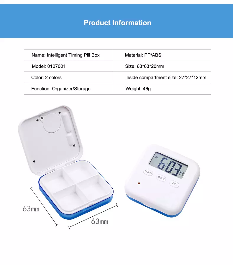 product info 4 compartment pill timer 