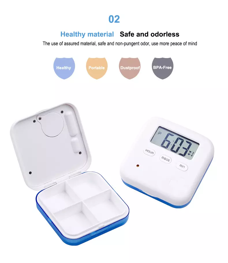 4 compartment pill timer unique feature