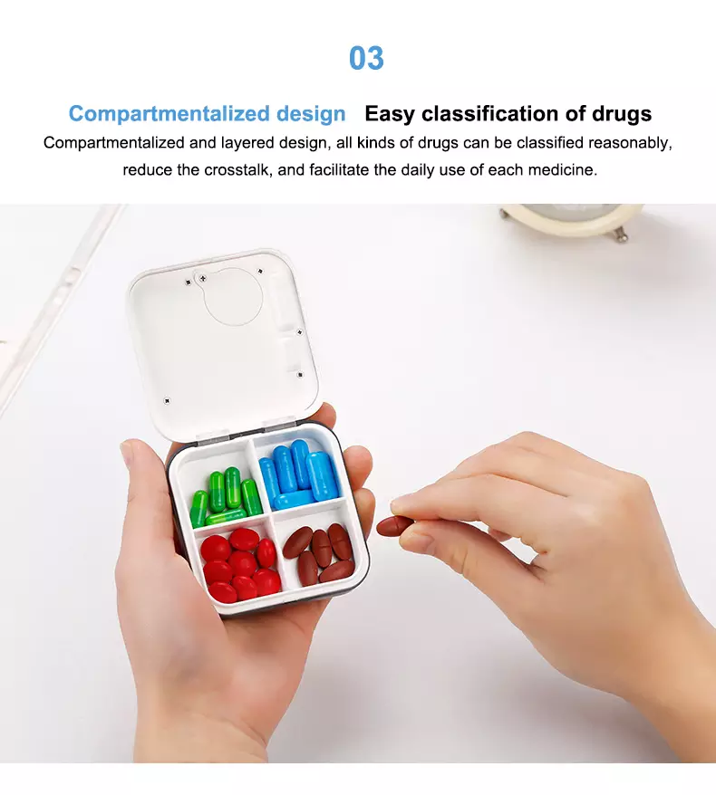 4 compartment pill timer design